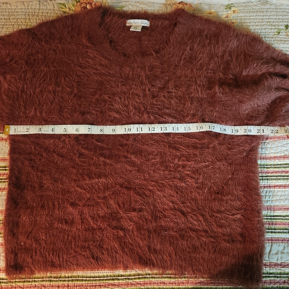 London Kaye Red Fuzzy Furry Sweater Stretch Faux Fur Size M - Picture 7 of 8